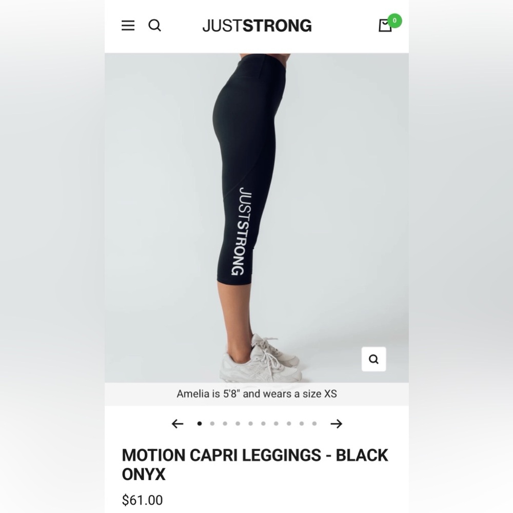 NEW WITH TAGS JUST STRONG MOTION CAPRI LEGGINGS BLACK ONYX WOMENS LARGE